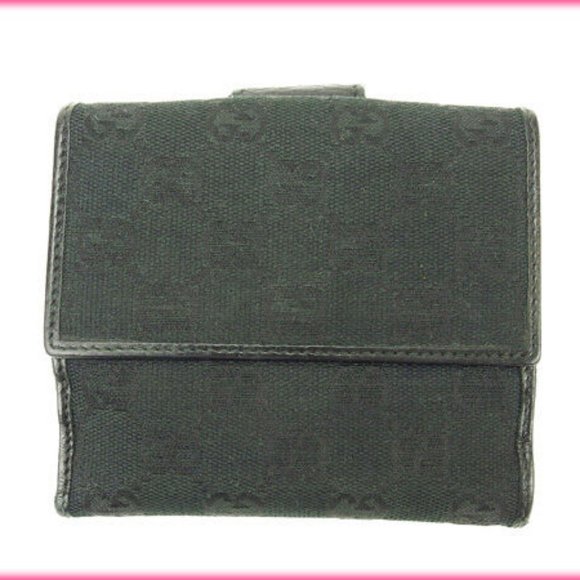 Gucci Wallet Purse Folding wallet G logos Black Woman Authentic Used K202 - Picture 2 of 6